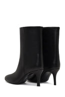 Women's Black Thin Heeled Leather Boot | Derimod