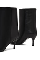 Women's Black Thin Heeled Leather Boot | Derimod