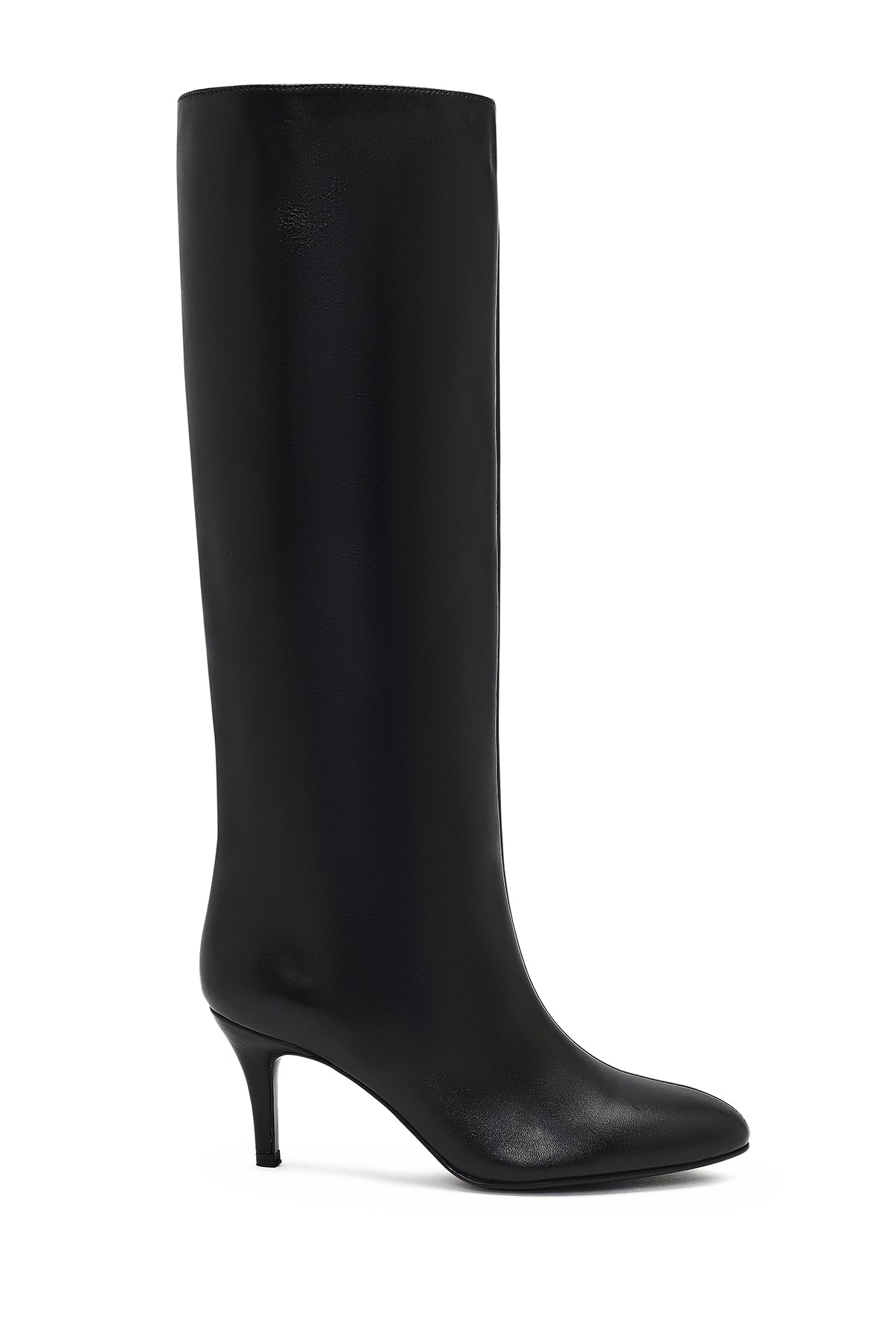 Women's Black Thin Heeled Leather Boot 25WFD141618 | Derimod
