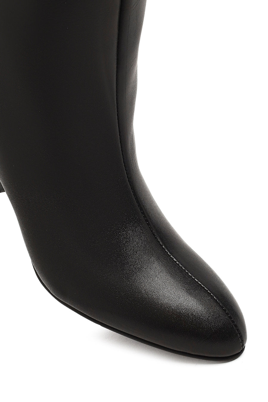 Women's Black Thin Heeled Leather Boot
