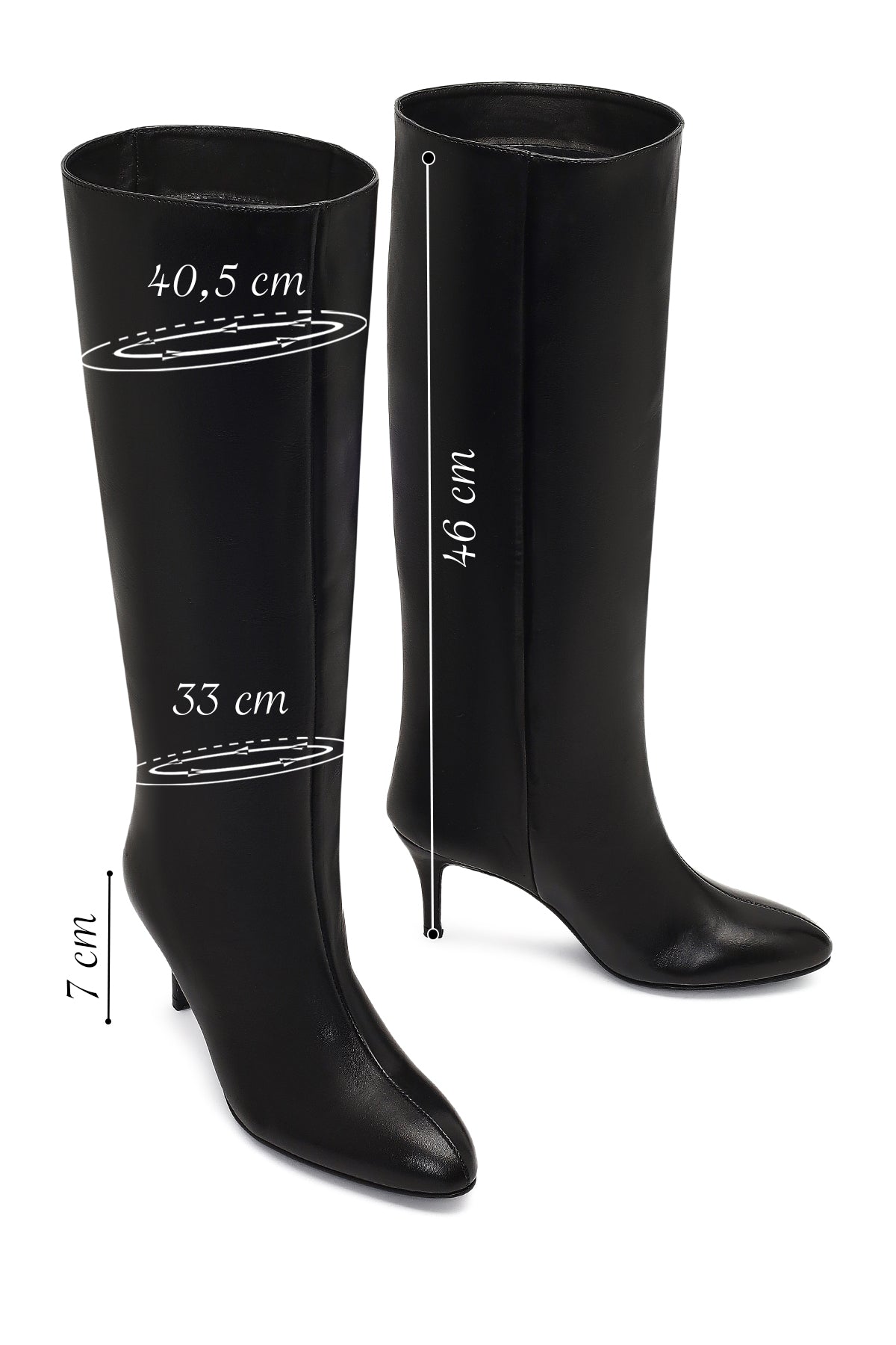 Kadın Siyah İnce Topuklu Deri Çizme