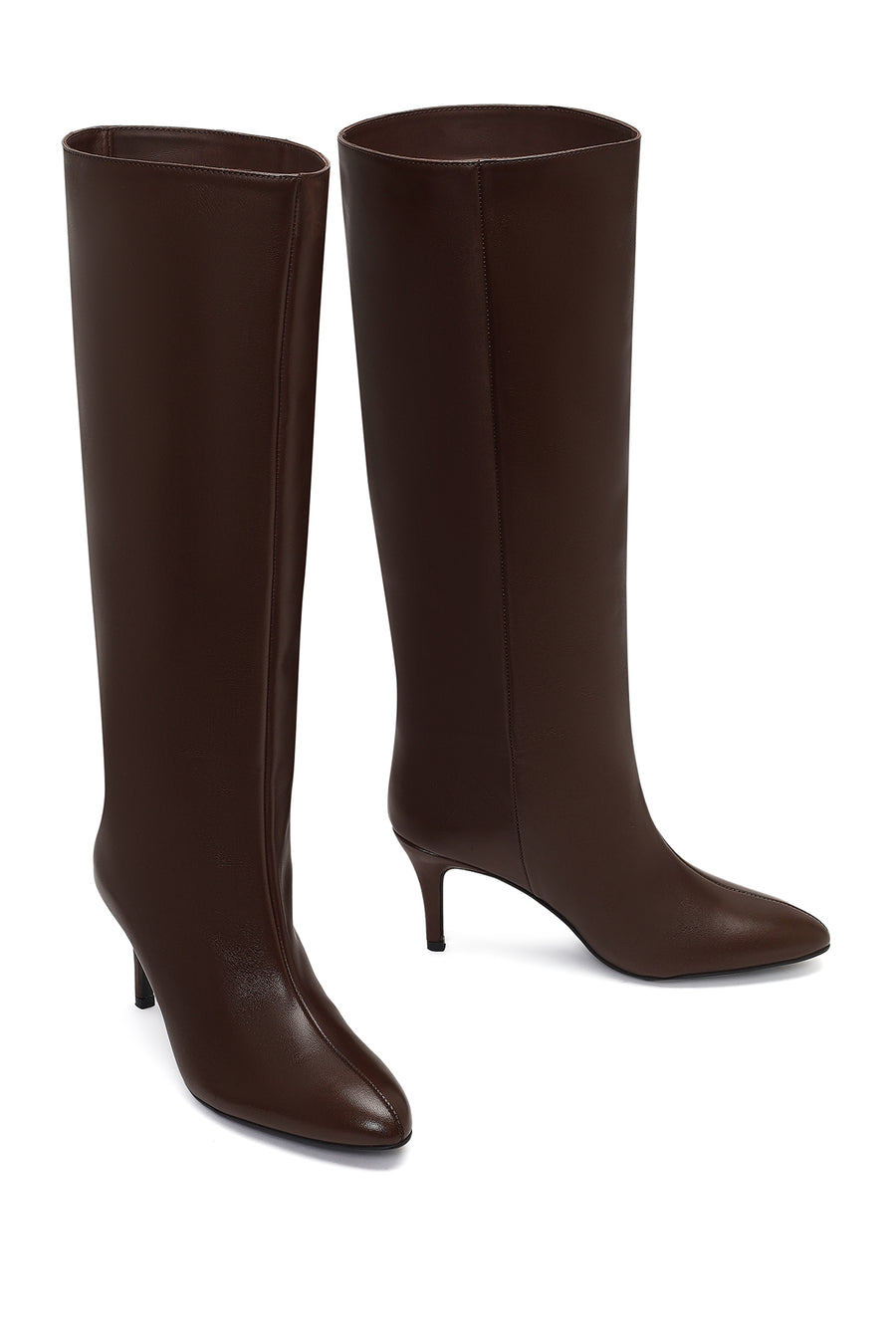 Women's Brown Thin Heeled Leather Boot