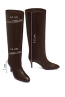 Women's Brown Thin Heeled Leather Boot | Derimod