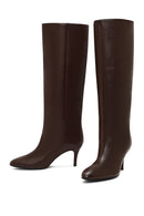 Women's Brown Thin Heeled Leather Boot | Derimod