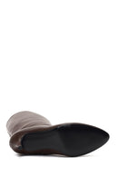 Women's Brown Thin Heeled Leather Boot | Derimod