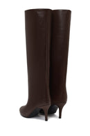 Women's Brown Thin Heeled Leather Boot | Derimod
