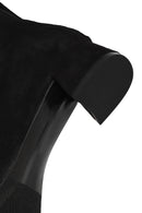 Kadın Siyah Fermuarlı Kısa Kalın Topuklu Süet Deri Bot | Derimod