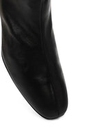 Kadın Siyah Fermuarlı Kısa Kalın Topuklu Deri Bot | Derimod