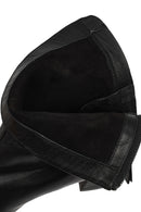 Kadın Siyah Fermuarlı Kısa Kalın Topuklu Deri Bot | Derimod