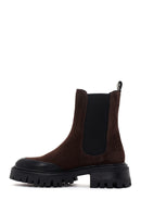 Woman Brown Thick-Soled Suede Leather Chelsea Boots | Derimod