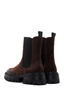 Woman Brown Thick-Soled Suede Leather Chelsea Boots | Derimod