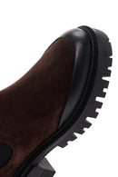 Woman Brown Thick-Soled Suede Leather Chelsea Boots | Derimod