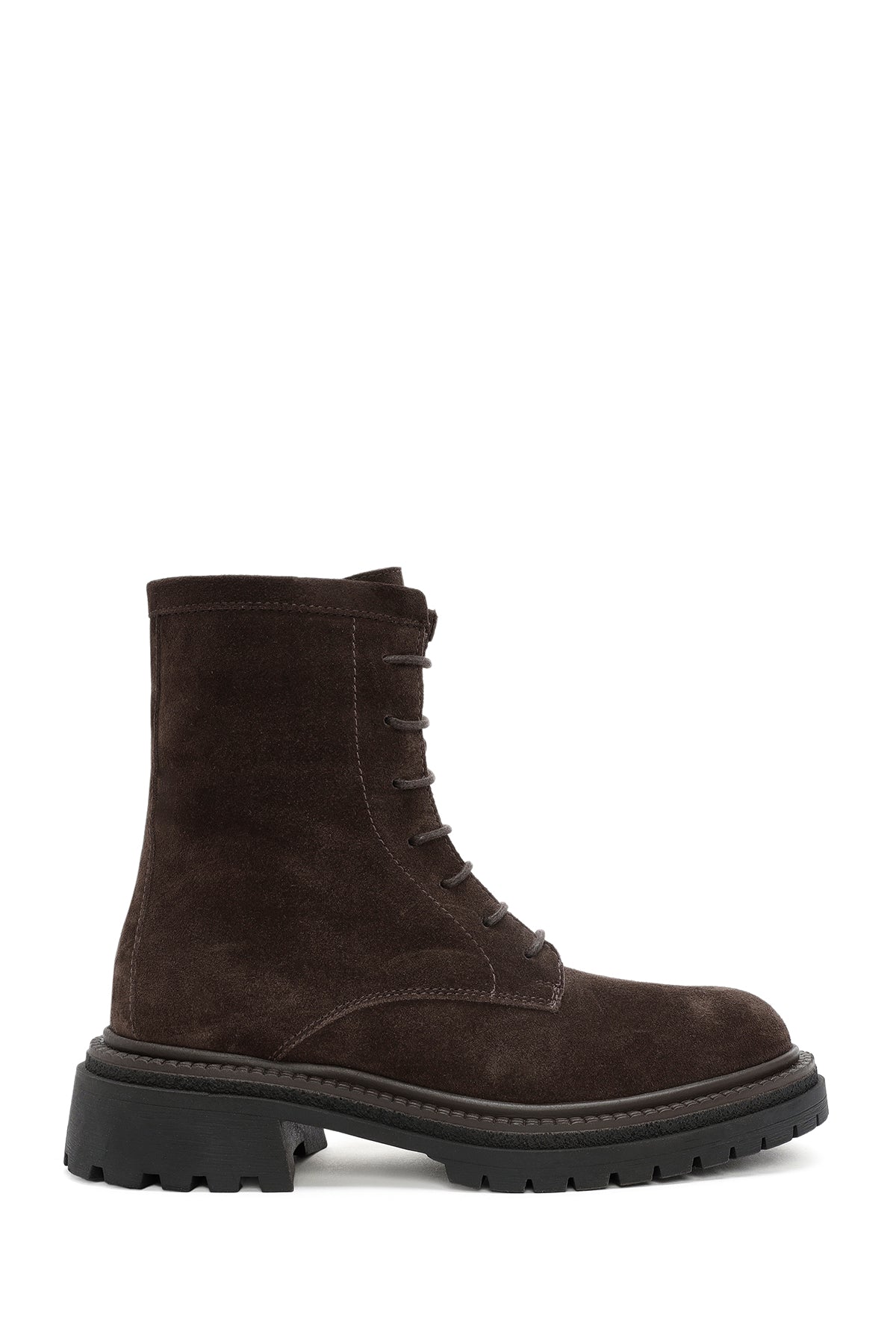 Woman Brown Zippered Thick-Soled Suede Leather Postal Boots 25WFD151010 | Derimod