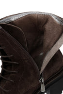 Woman Brown Zippered Thick-Soled Suede Leather Postal Boots | Derimod