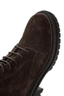 Woman Brown Zippered Thick-Soled Suede Leather Postal Boots | Derimod