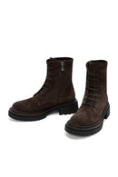 Woman Brown Zippered Thick-Soled Suede Leather Postal Boots | Derimod