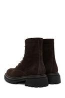 Woman Brown Zippered Thick-Soled Suede Leather Postal Boots | Derimod