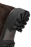 Woman Brown Zippered Thick-Soled Suede Leather Postal Boots | Derimod