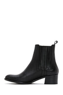 Woman Black Chunky Heels Leather Chelsea Boots | Derimod