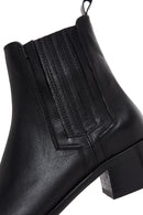 Woman Black Chunky Heels Leather Chelsea Boots | Derimod
