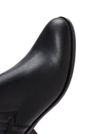 Woman Black Chunky Heels Leather Chelsea Boots | Derimod