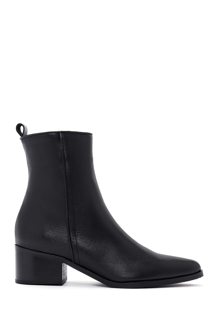 Woman Black Zipper Detailed Low Heels Leather Boat 25WFD151218 | Derimod