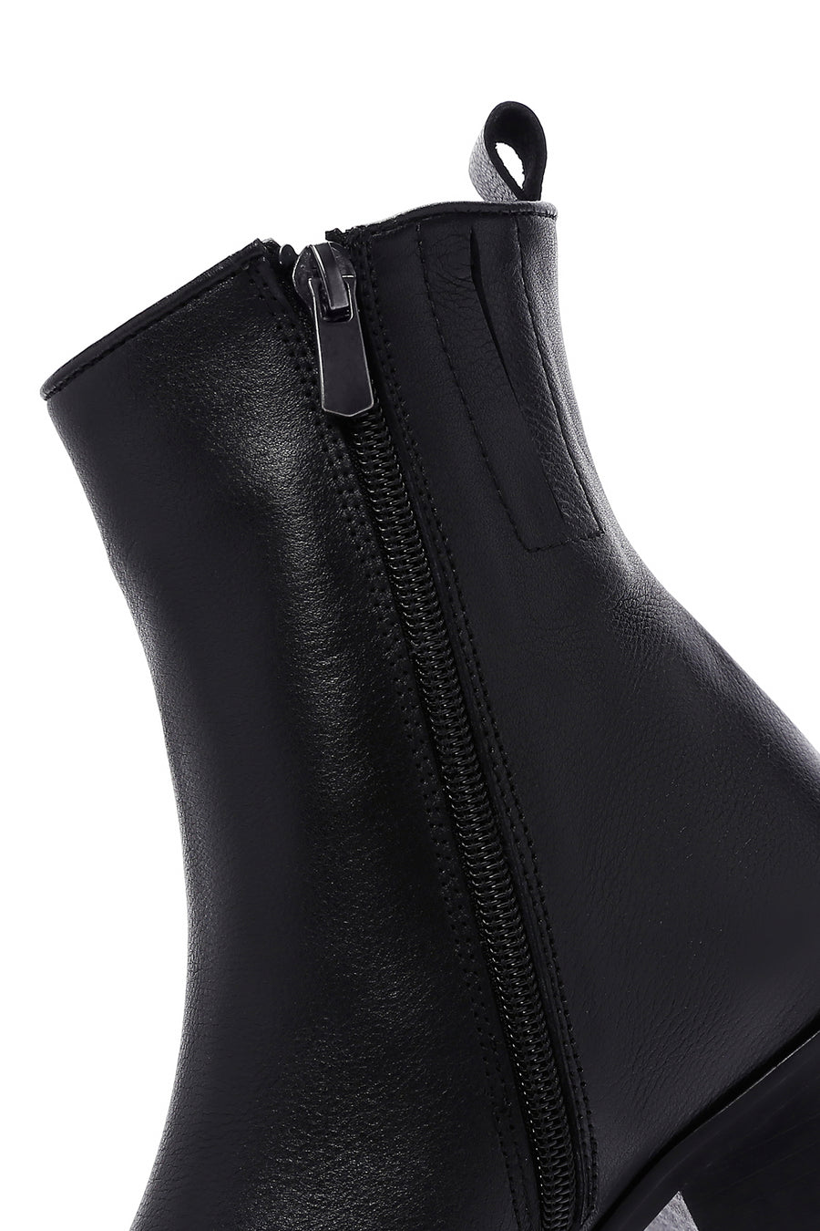 Woman Black Zipper Detailed Low Heels Leather Boat