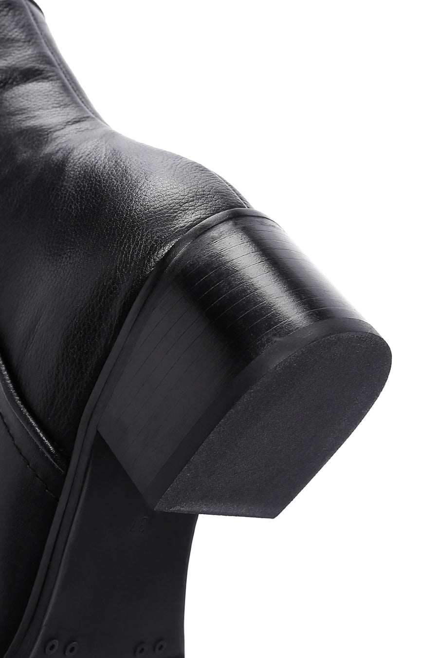 Woman Black Zipper Detailed Low Heels Leather Boat