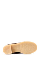 Women's Brown Zippered Thick Heeled Suede Leather Boot | Derimod