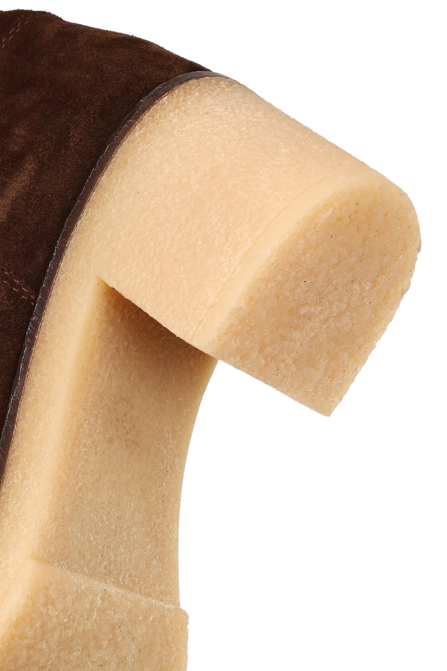 Women's Brown Zippered Thick Heeled Suede Leather Boot