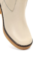 Woman Cream Zippered Low Heel Leather Boat | Derimod