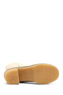 Woman Cream Zippered Low Heel Leather Boat | Derimod