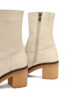 Woman Cream Zippered Low Heel Leather Boat | Derimod