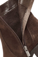 Woman Brown Zippered Suede Leather Boat | Derimod