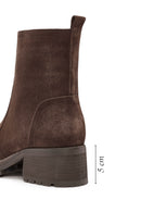 Woman Brown Zippered Suede Leather Boat | Derimod