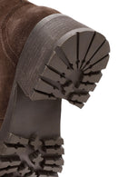 Woman Brown Zippered Suede Leather Boat | Derimod