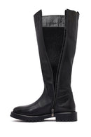 Woman Black Zippered Leather Boot | Derimod