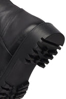 Woman Black Zippered Leather Boot | Derimod