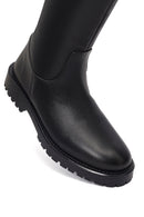 Woman Black Zippered Leather Boot | Derimod