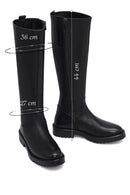 Woman Black Zippered Leather Boot | Derimod