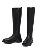 Woman Black Zippered Leather Boot | Derimod
