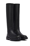 Woman Black Zippered Leather Boot | Derimod