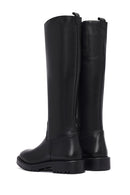 Woman Black Zippered Leather Boot | Derimod