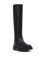 Woman Black Zippered Leather Boot | Derimod