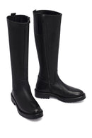 Woman Black Zippered Leather Boot | Derimod
