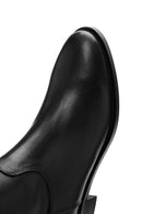 Woman Black Zippered Leather Boot | Derimod