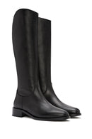 Woman Black Zippered Leather Boot | Derimod