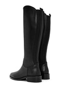 Woman Black Zippered Leather Boot | Derimod
