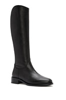 Woman Black Zippered Leather Boot | Derimod