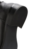 Woman Black Zippered Leather Boot | Derimod